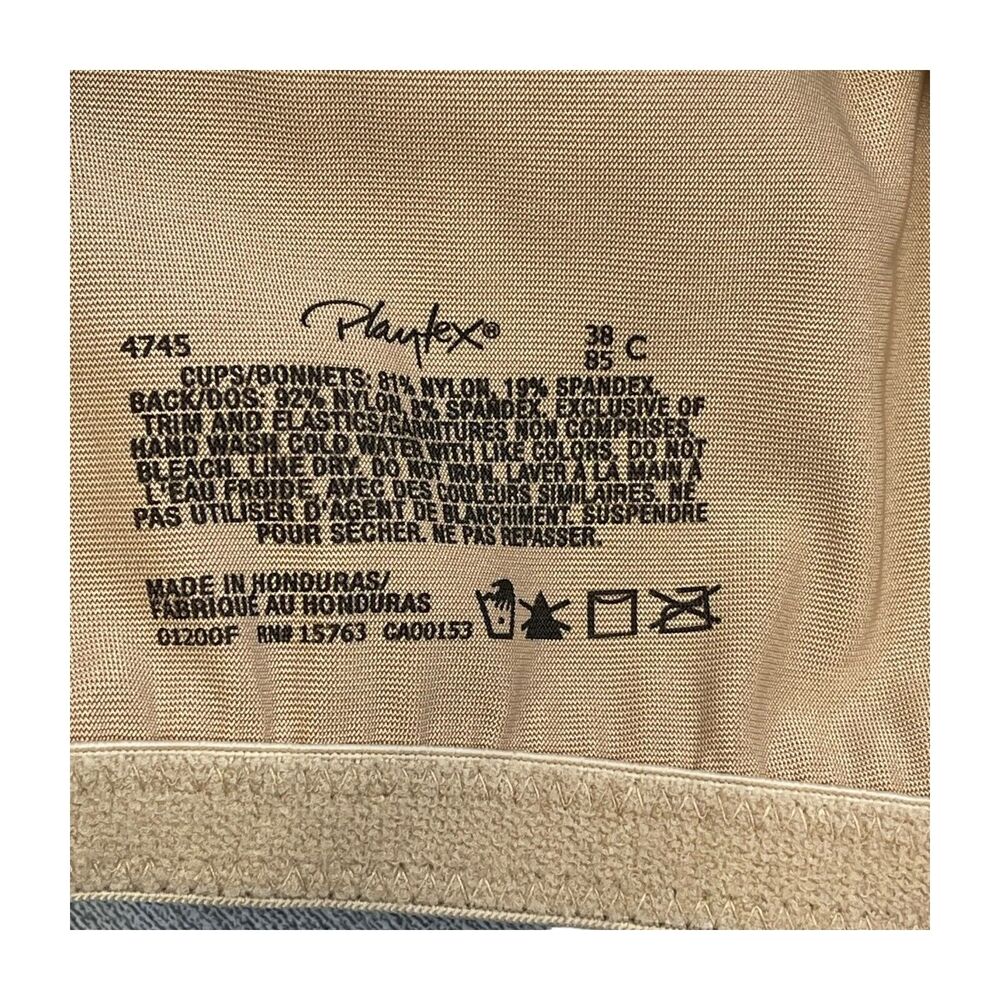 Playtex 18 Hour Wirefree Bra Women's 38C Nude Nylon Stretch Adjustable Strap - Picture 2 of 6